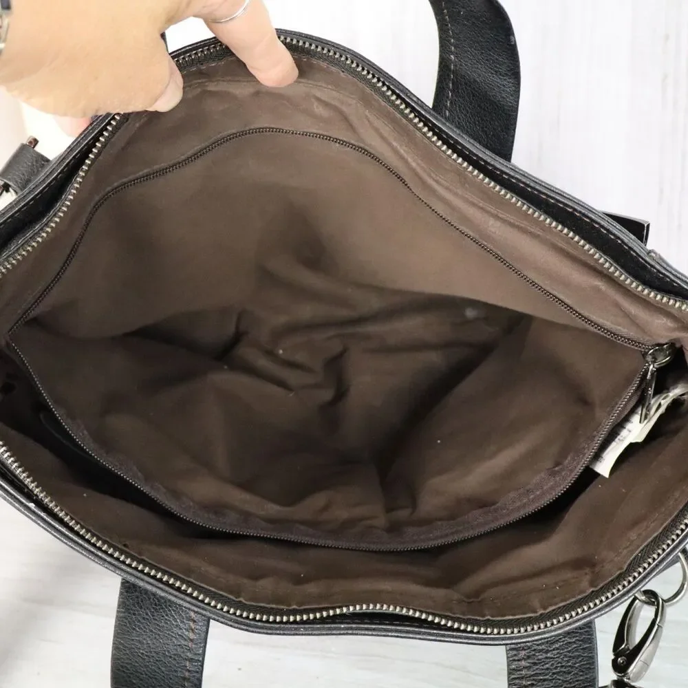 Samsonite Classic Black Leather Expandable Briefcase Laptop Bag with Strap